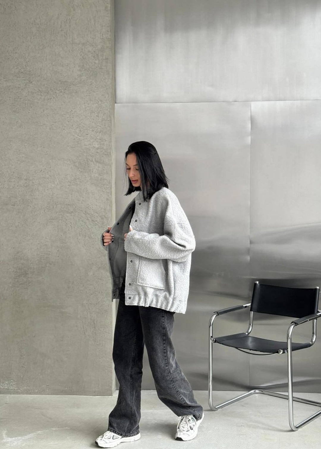 Drune | Oversized Fleece Druckknopfjacke