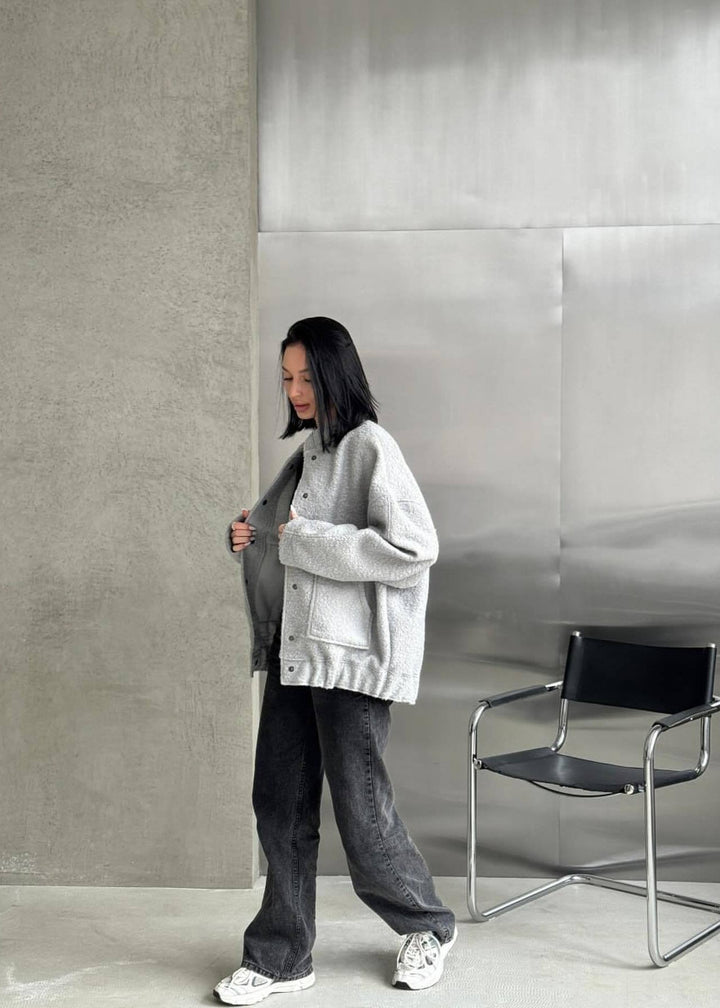 Drune | Oversized Fleece Druckknopfjacke