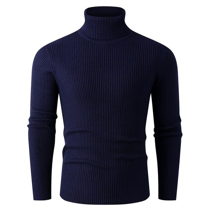 Herren nan taillierter Rippen-Strick Rollkragenpullover Slim Fit Drune