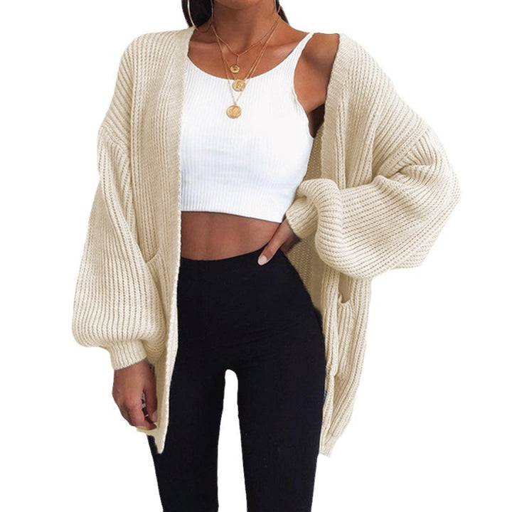 Damen Oversized Strickcardigan mit lockerer Passform und tiefen Taschen Drune
