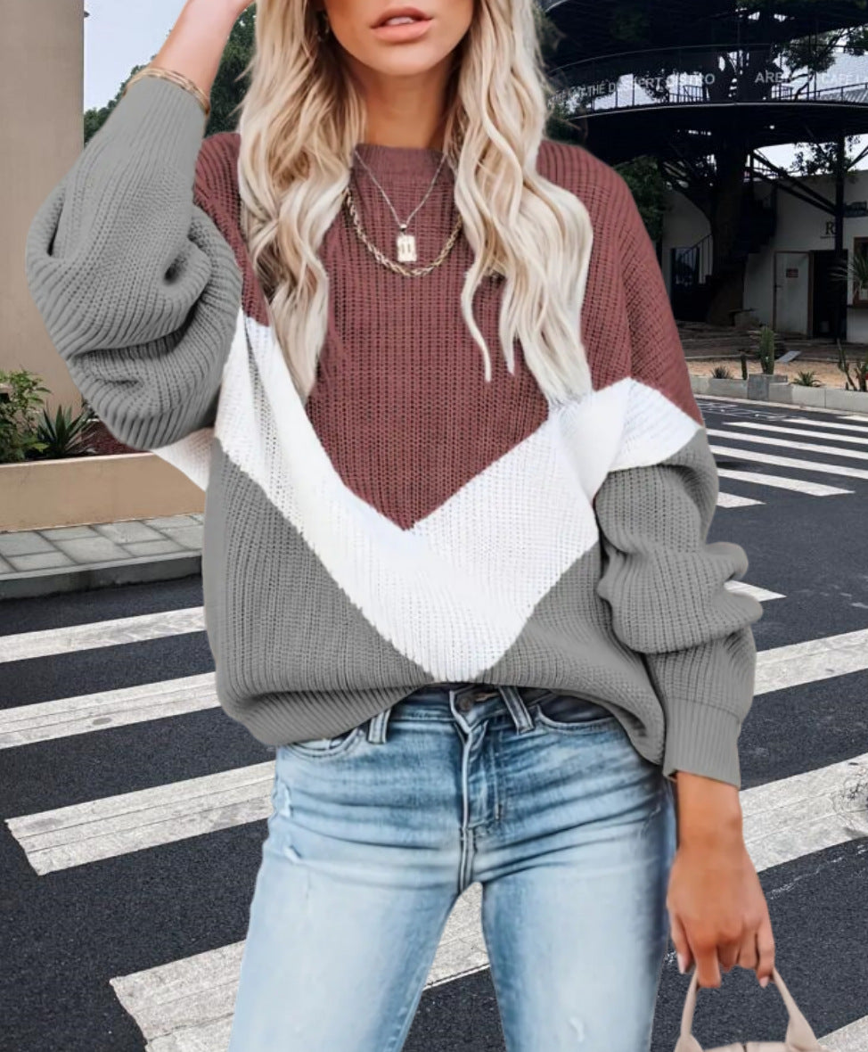 Damen Modischer Strickpullover mit innovativem Muster und weiten Ärmeln Drune