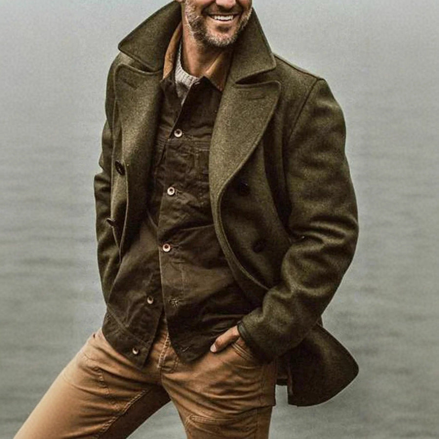 Herren stilvolle Wolljacke im doppelten Schnitt Drune