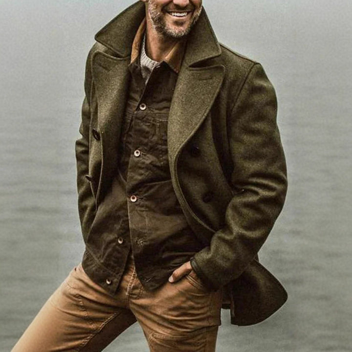 Herren stilvolle Wolljacke im doppelten Schnitt Drune