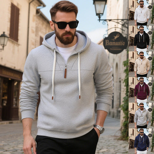Herren sportlicher Kapuzenpullover mit halbem Reißverschluss und hochwertigen Materialien Drune