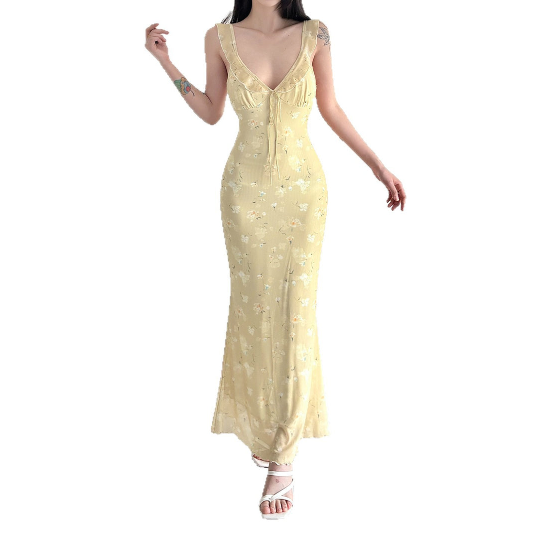 Damen Maxikleid mit floralem Design und verstellbarem Träger Drune