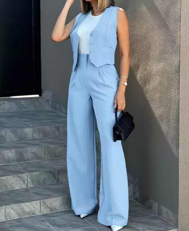 Damen Zweiteiliges Anzug-Set mit Weitem Bein Drune