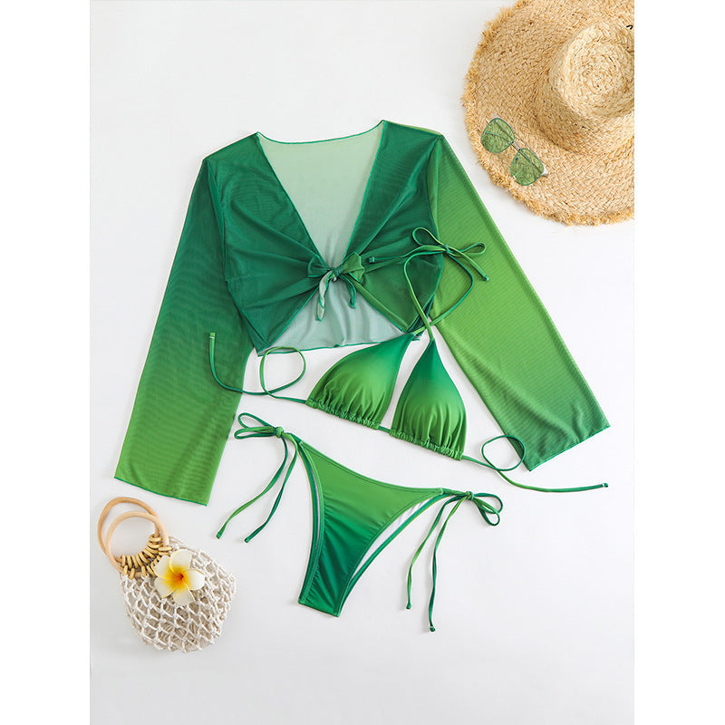 Damen Bikini-Set mit transparentem Oberteil und verstellbaren Trägern Drune