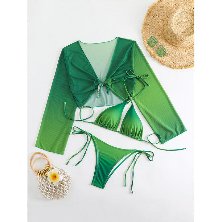 Damen Bikini-Set mit transparentem Oberteil und verstellbaren Trägern Drune