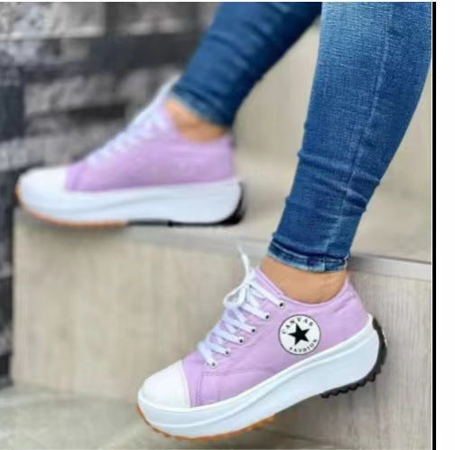 Damen  retro-inspirierte Canvas-Plateau-Sneaker mit verstärkter Zehenkappe und griffiger Profilsohle Drune