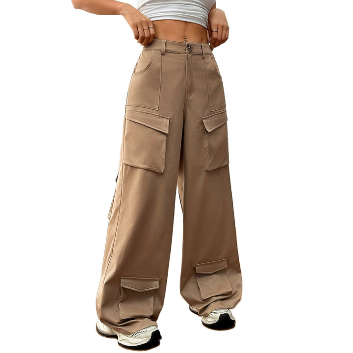 Damen weite Cargo-Hose mit praktischen Taschen und elastischem Bund Drune