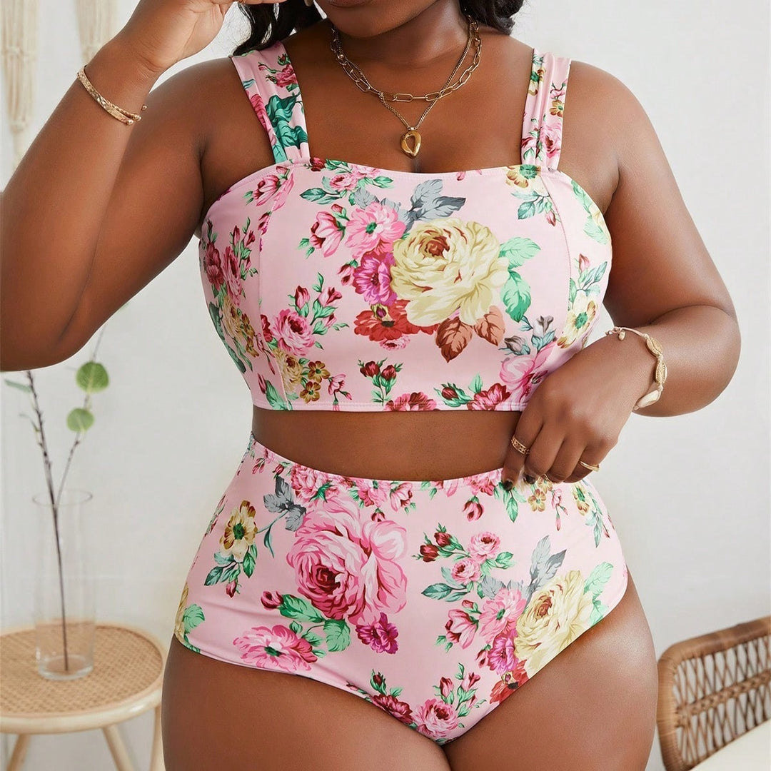 Damen Hochtailliertes Bikini-Set mit floralem Design Drune