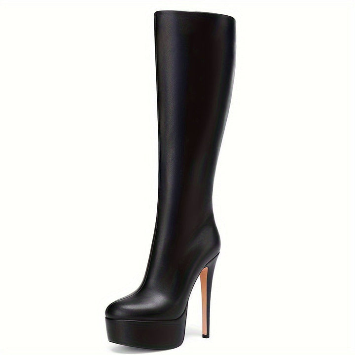 Drune | Einfarbige Hohe Stiletto-Absätze Dicke Sohle Stiefel