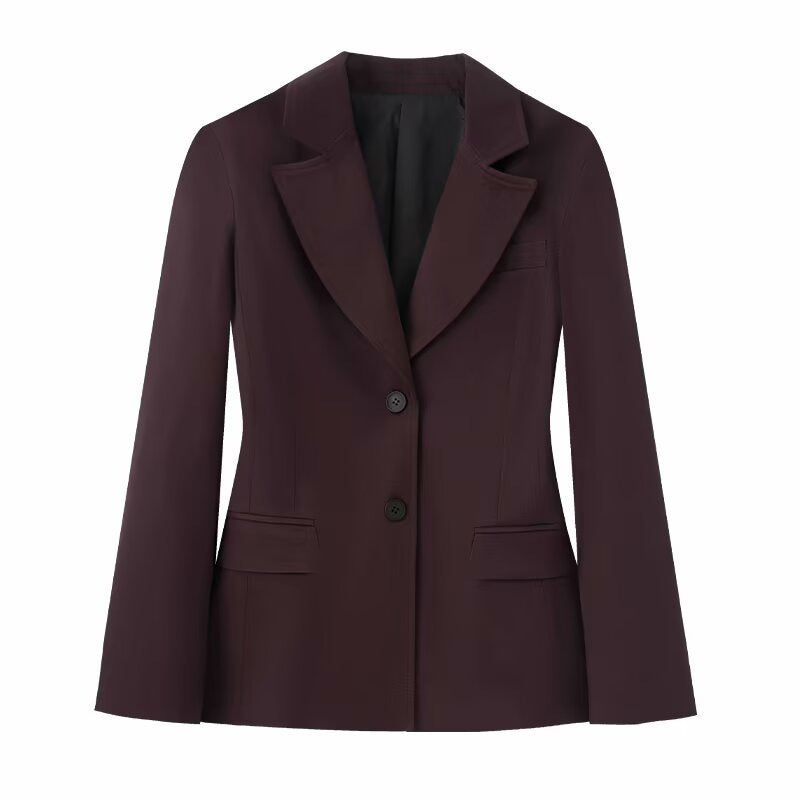 Damen nan taillierter Einreiher-Blazer mit Reverskragen, zweiknopf-Verschluss und Pattentaschen Drune