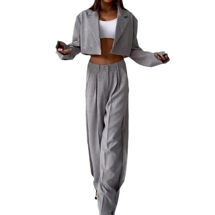 Damen modischesOversized Blazer-Ensemble mit hoch taillierten Hosen Drune