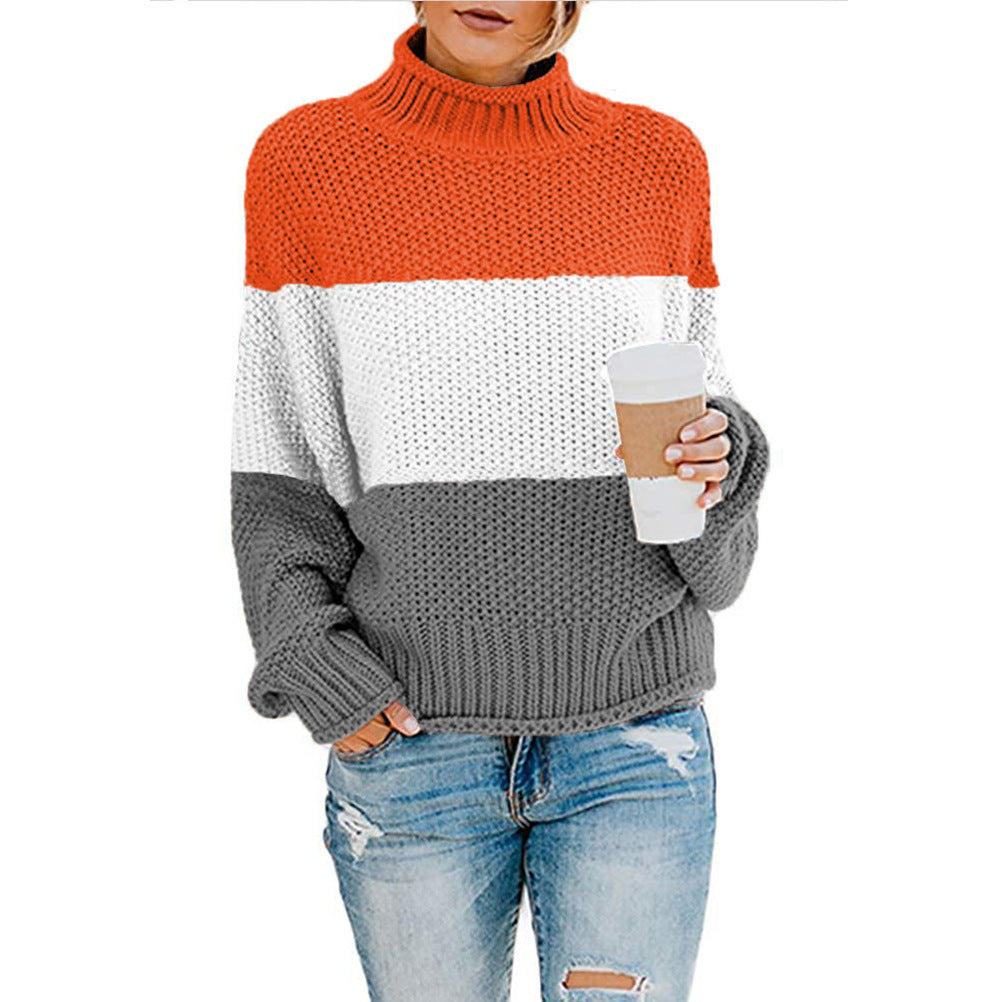 Damen nan grobstrick Rollkragenpullover mit Oversize-Schnitt und Blockstreifen-Optik Drune
