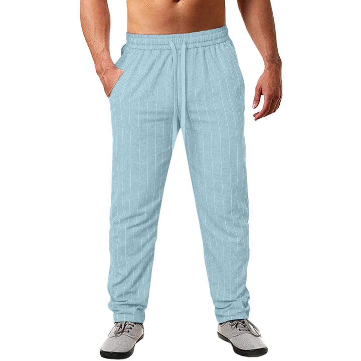 Herren lässige Streifen-Hosen aus Baumwollmix mit elastischem Bund und praktischen Eingrifftaschen Drune