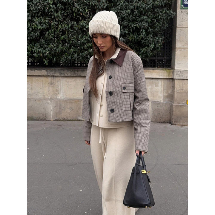 Damen elegante Karo-Jacke Drune