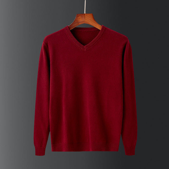 Herren eleganter V-Ausschnitt Pullover aus feiner Wolle Drune