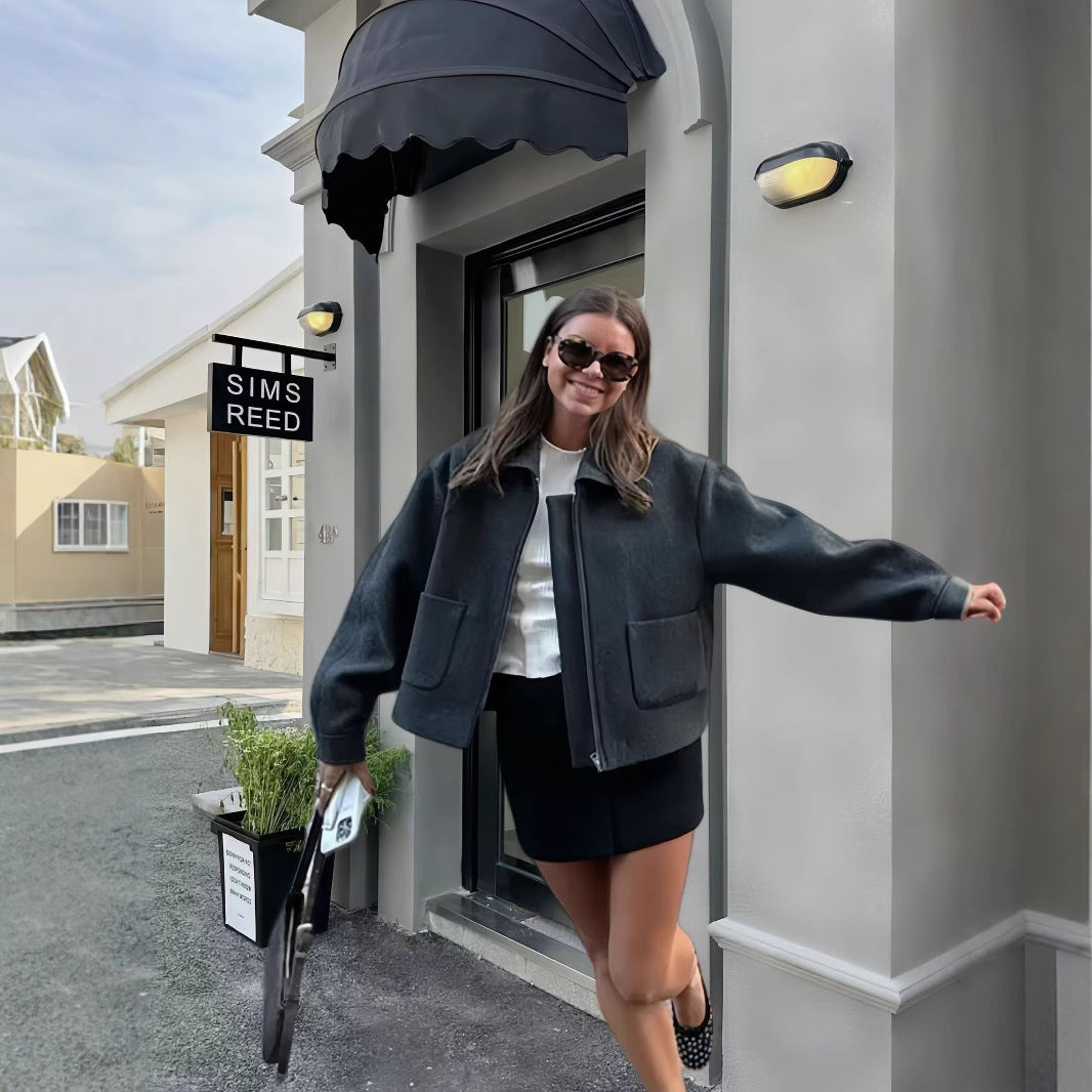 Damen lässige Oversize-Jacke mit praktischen aufgesetzten Taschen Drune