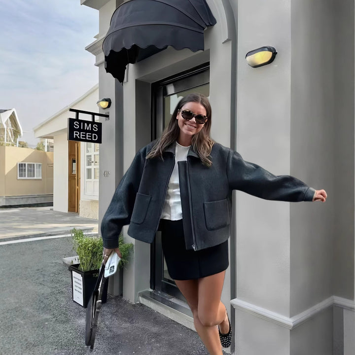 Damen lässige Oversize-Jacke mit praktischen aufgesetzten Taschen Drune