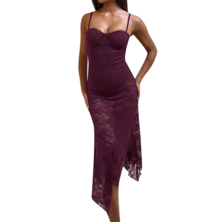 Damen Spitzen-Maxikleid mit aufregendem asymmetrischen Saum Drune