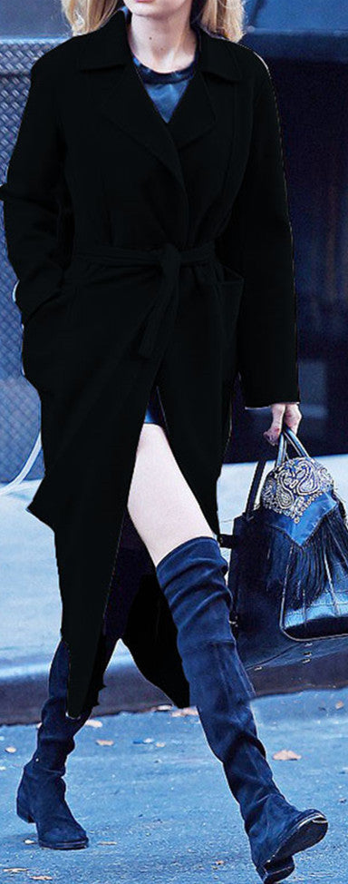 Damen eleganter Übergangsmantel mit Gürtel Drune