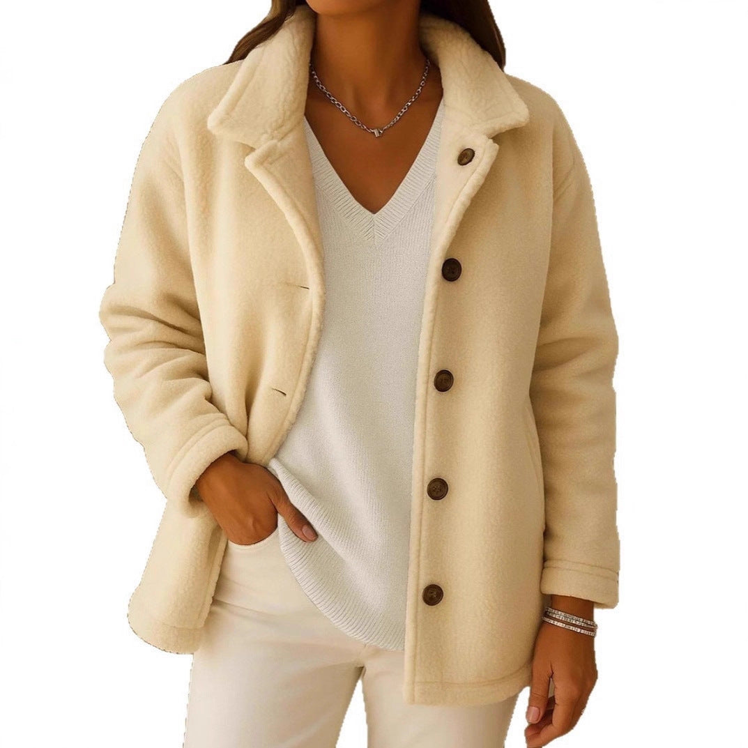 Damen Fleece-Jacke mit Knopfdetails Drune