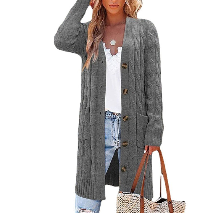 Damen Grobstrick Cardigan mit Taschen und Knopfdetails Drune
