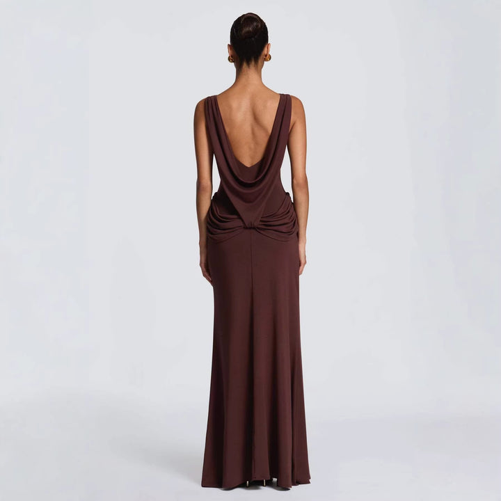 Damen Elegantes Maxikleid mit raffinierter Drapierung und hoch schlitzendem Design Drune