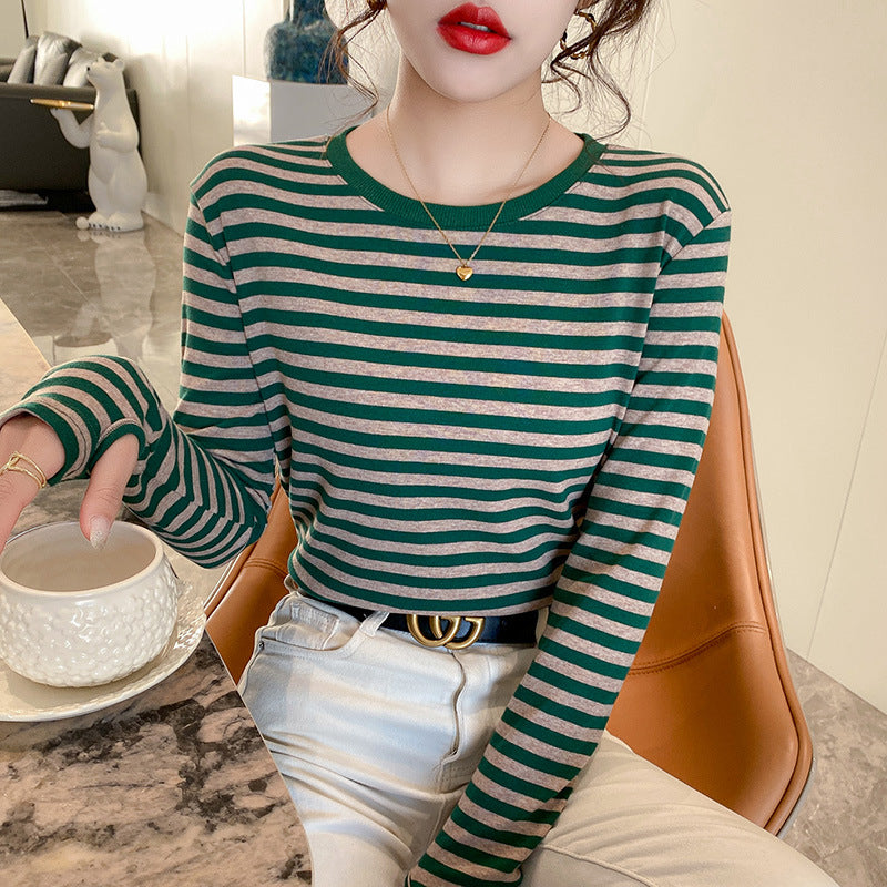 Damen gestreiftes Langarmshirt mit bequemen Ärmeln Drune