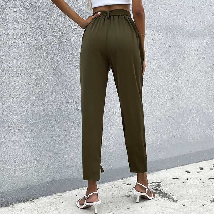Damen lässige Chinohose mit modischem Bindegürtel Drune