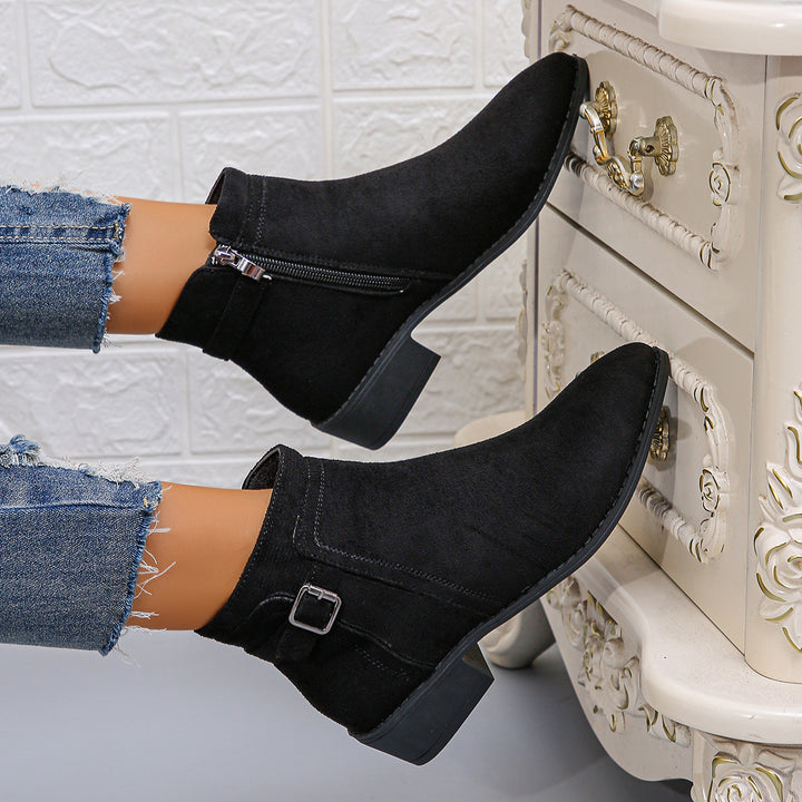 Damen Leo-Muster Ankle Boots mit Reißverschluss und Blockabsatz Drune