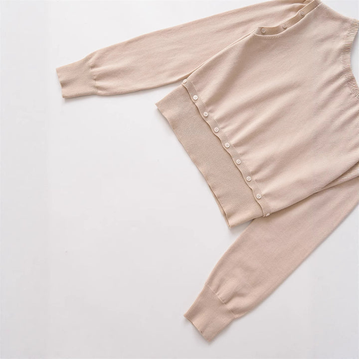 Damen Strickpullover mit V-Ausschnitt und dekorativen Knöpfen Drune