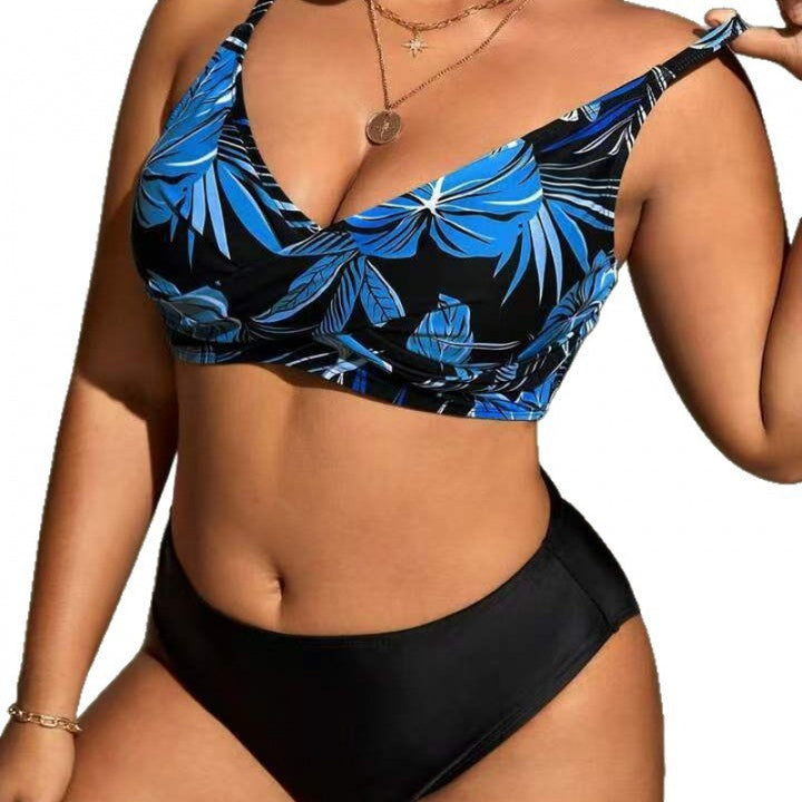 Damen Bikini-Top mit tiefem V-Ausschnitt und floralem Design Drune