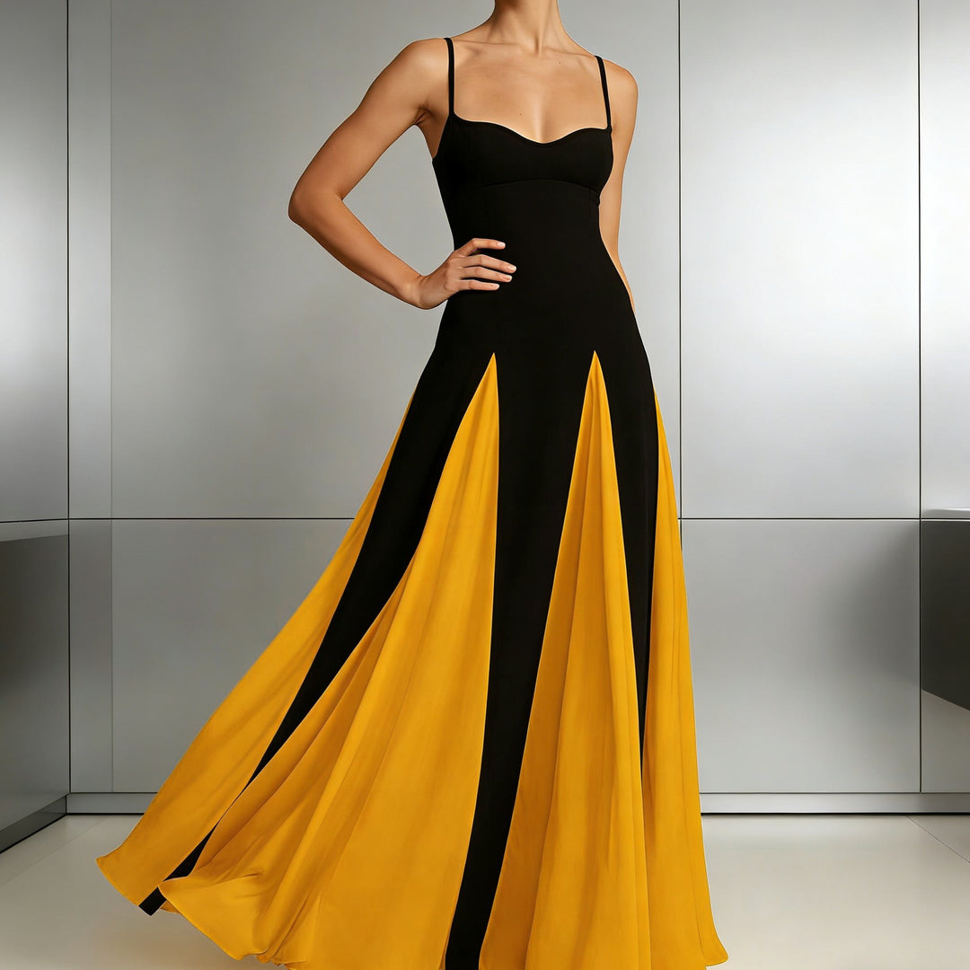 Damen Elegantes Abendkleid mit asymmetrischem Rock und zarten Trägern Drune