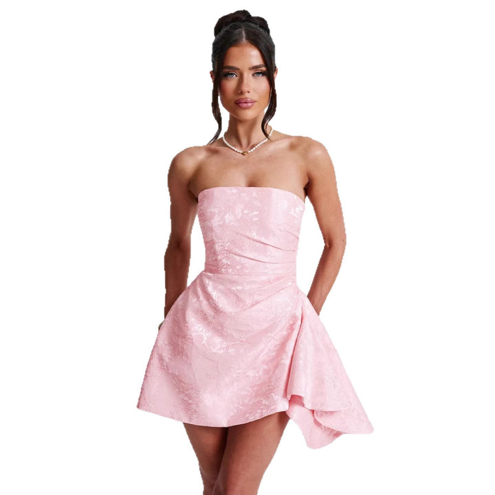 Damen Strapless Abendkleid mit asymmetrischem Saum und blütenförmigem Design Drune