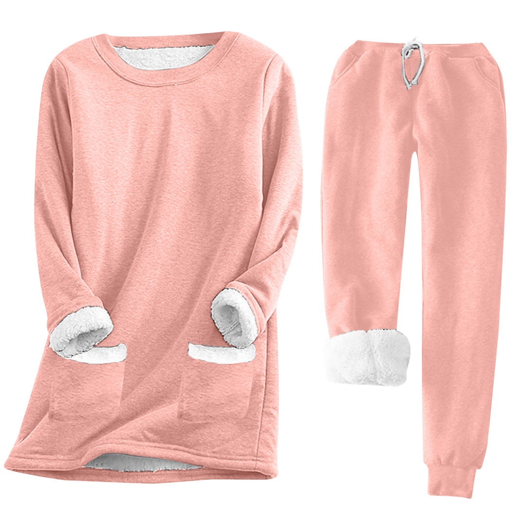 Damen Kuschelige Loungeanzug mit Fleece-Innenfutter und praktischen Taschen Drune