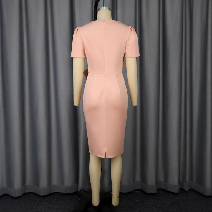 Damen Elegantes Verziertes Midi-Kleid mit Schleifenakzent Drune