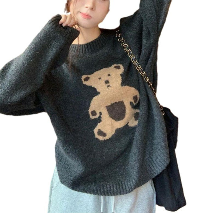 Damen Strickpullover mit bärigem Motiv Drune