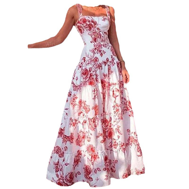 Damen Maxikleid mit hochwertigem Blumenmuster und schulterfreiem Design Drune