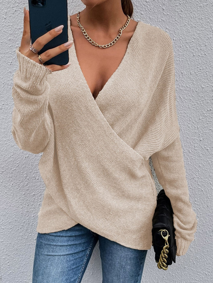 Damen lässiger V-Ausschnitt Pullover Drune