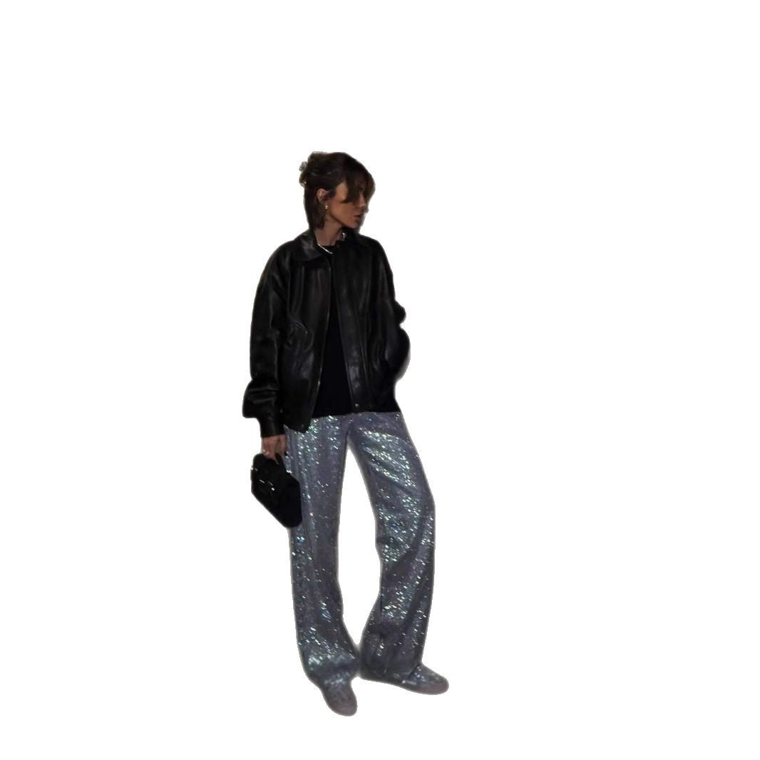 Damen Stilvolle Lederjacke mit lässigem Schnitt und praktischen Taschen Drune