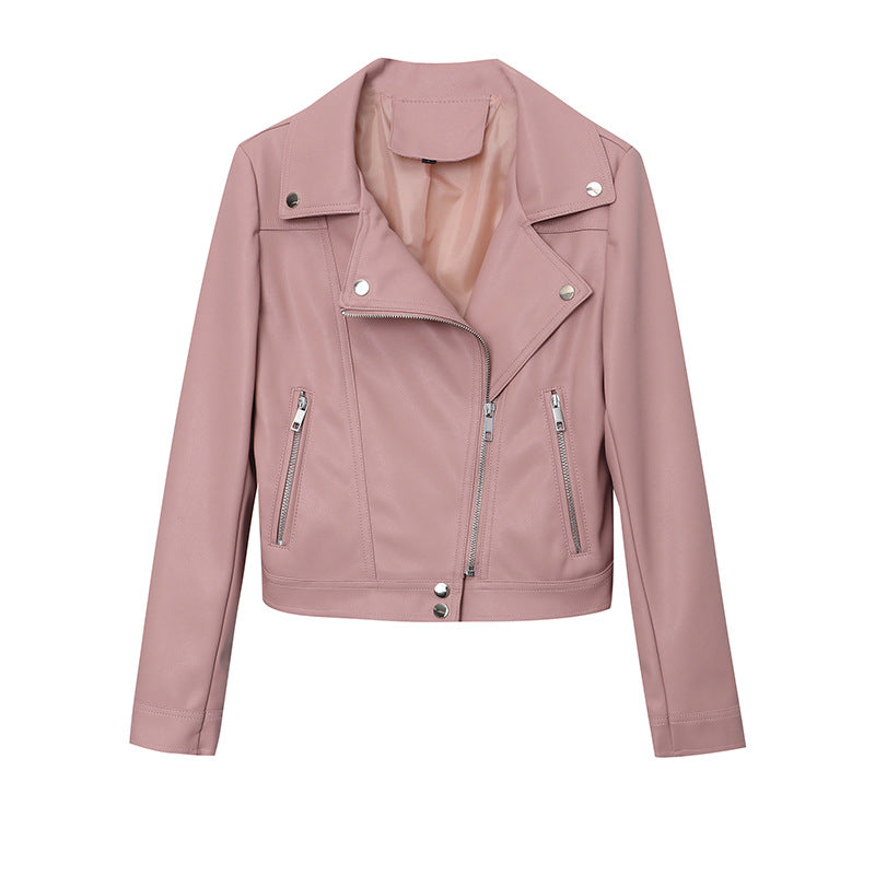 Damen Modische Bikerjacke aus hochwertigem Kunstleder Drune