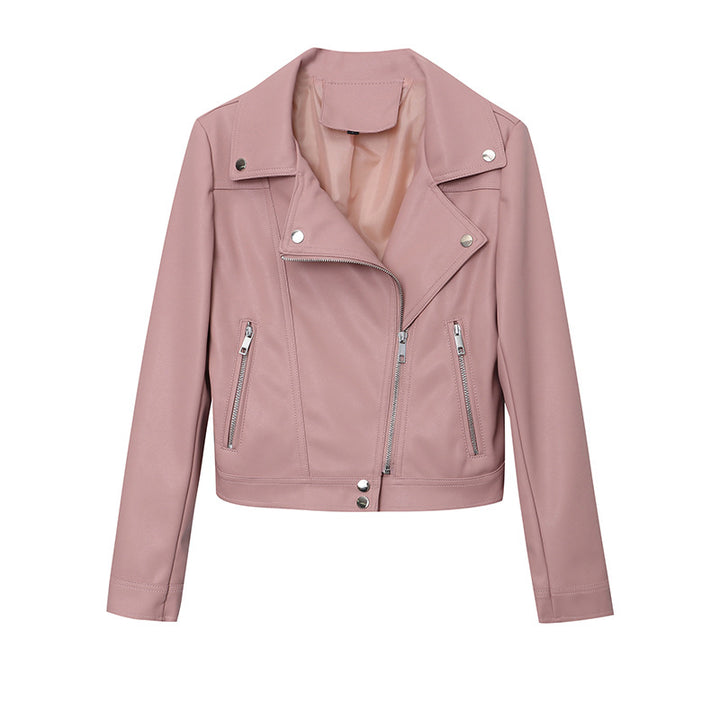 Damen Modische Bikerjacke aus hochwertigem Kunstleder Drune