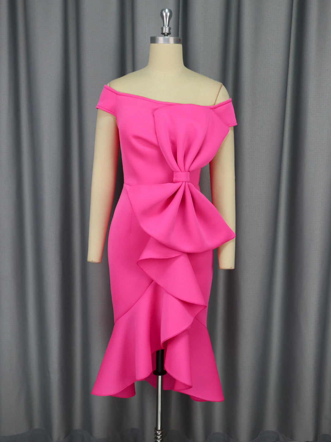 Damen Elegantes Wickelkleid mit Rüschen und Off-Shoulder Design Drune