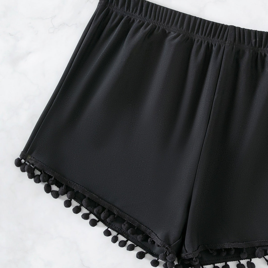 Damen Sommerliche Badeshorts mit verspieltem Pompon-Dekor Drune