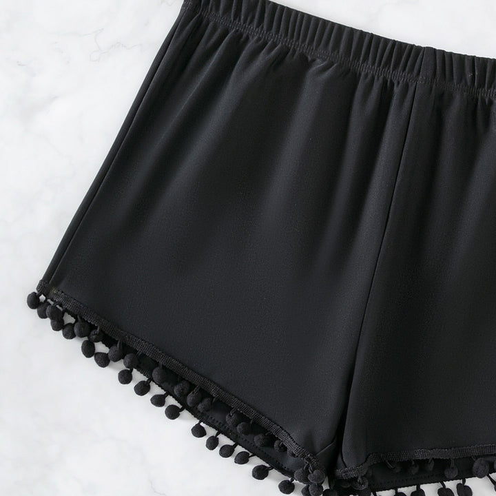 Damen Sommerliche Badeshorts mit verspieltem Pompon-Dekor Drune