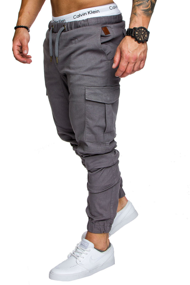 Herren nan taillierter Cargo-Jogger mit elastischem Bund, Kordelzug und aufgesetzten Taschen Drune