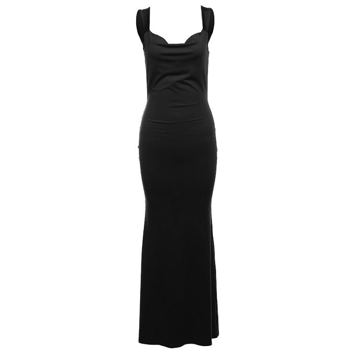 Damen Elegantes Maxikleid mit figurbetontem Schnitt und tiefem V-Ausschnitt Drune