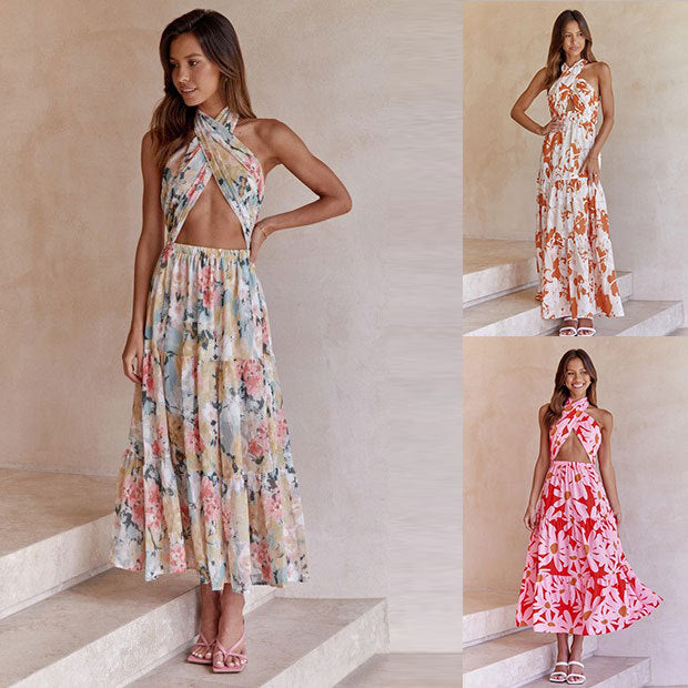 Drune | Halter Bedrucktes Ärmelloses Halterkleid